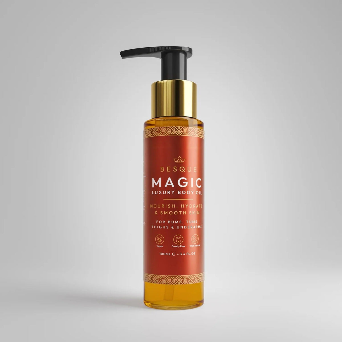 Besque Original Magic Body Oil – Hydrating Body Oil for Women, 3.4 Fl Oz / 100.55 mL