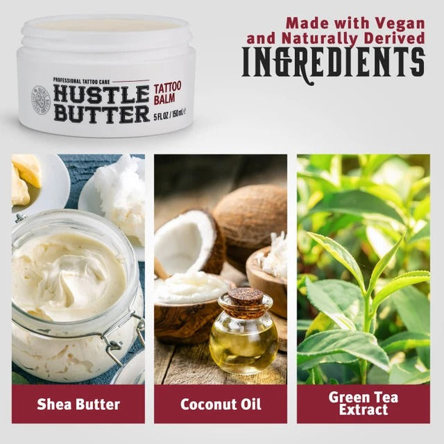 Hustle Butter Tattoo Aftercare 5 oz Tattoo Balm – Vegan, No-Petroleum