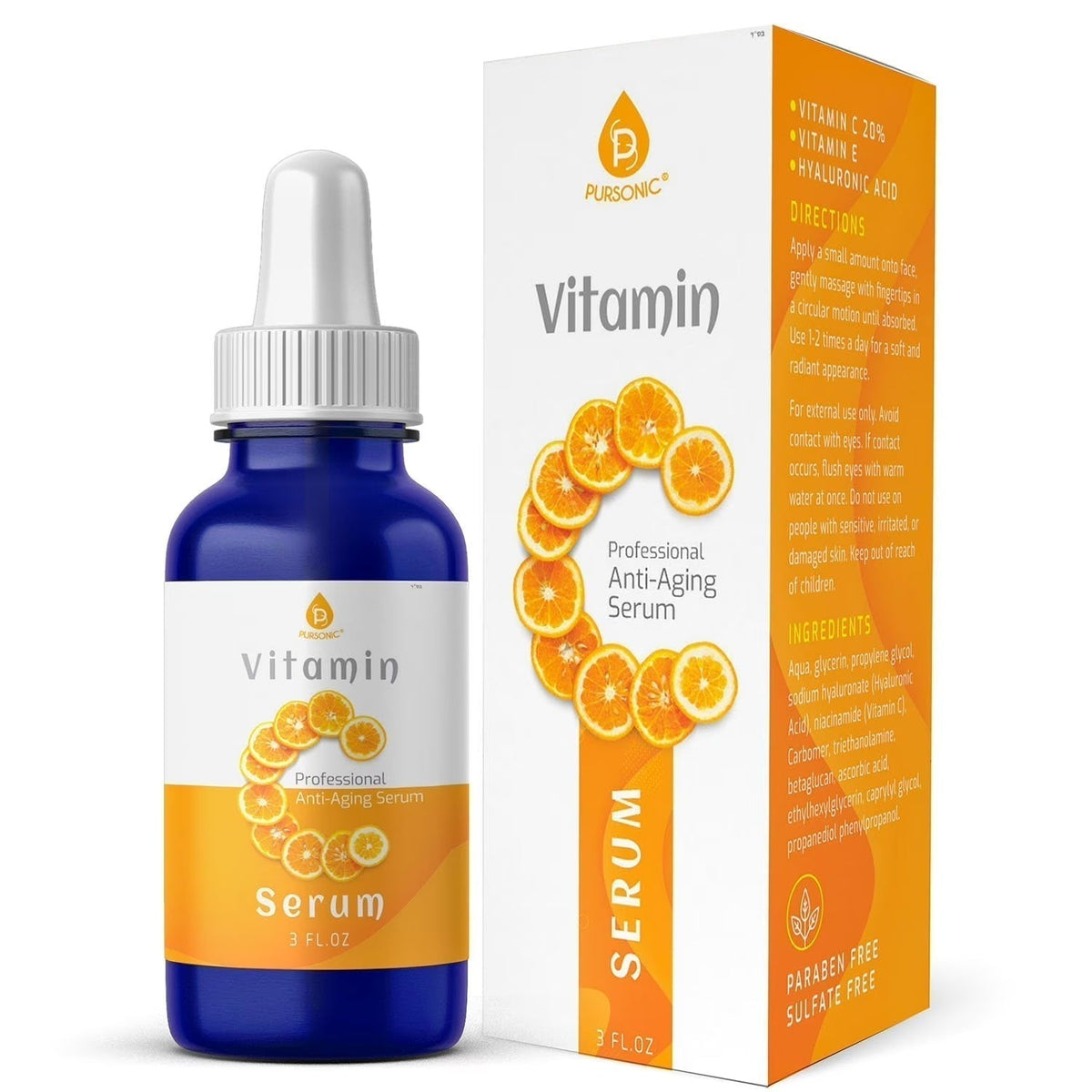 PURSONIC Vitamin C Professional Anti-Aging Serum, 3 fl oz